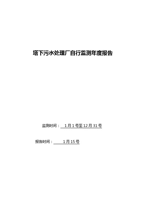 最新整理塔下污水处理厂自行监测年度报告.doc