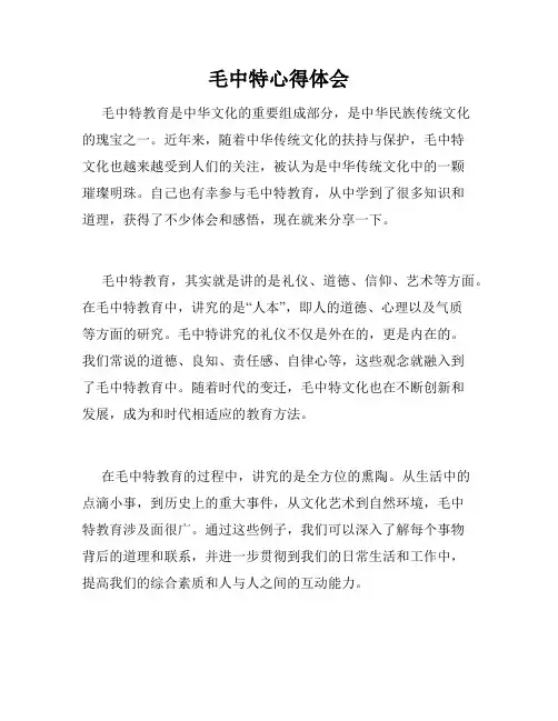 毛中特心得体会