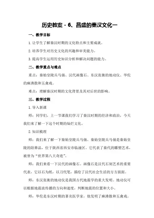 历史教案-6、昌盛的秦汉文化一