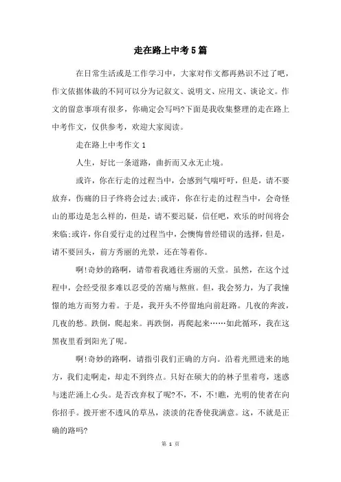 走在路上中考5篇