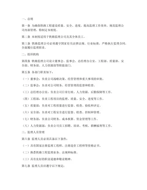 铁路监理公司管理制度
