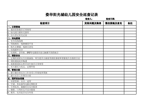 幼儿园后勤安全检查表