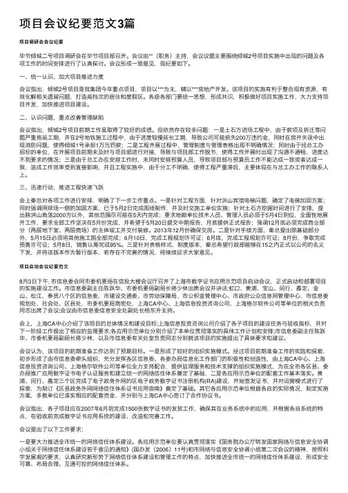 项目会议纪要范文3篇