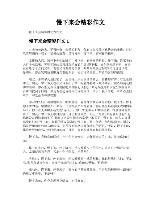 慢下来会精彩作文