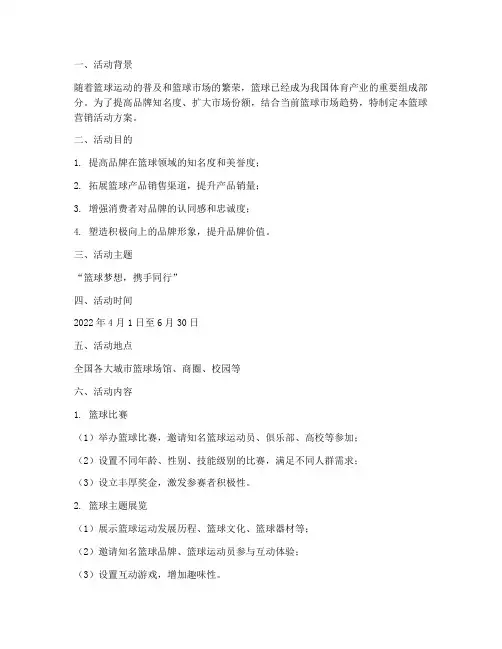 篮球营销活动方案策划模板