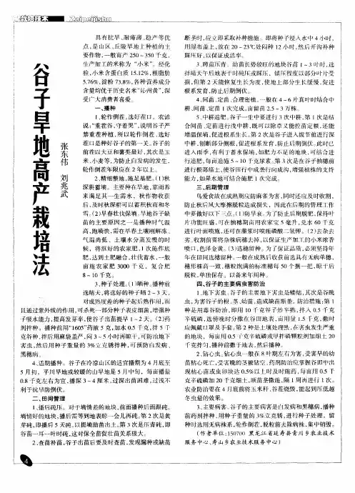 谷子旱地高产栽培法