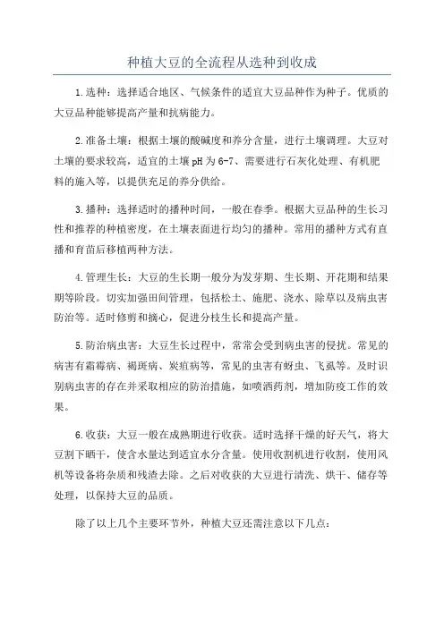 种植大豆的全流程从选种到收成