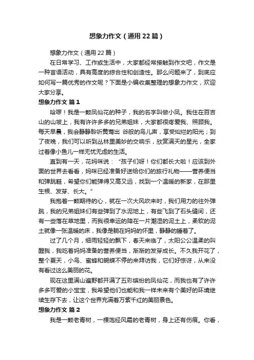 想象力作文（通用22篇）