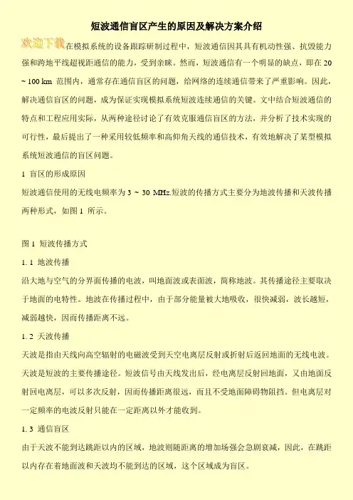 短波通信盲区产生的原因及解决方案介绍