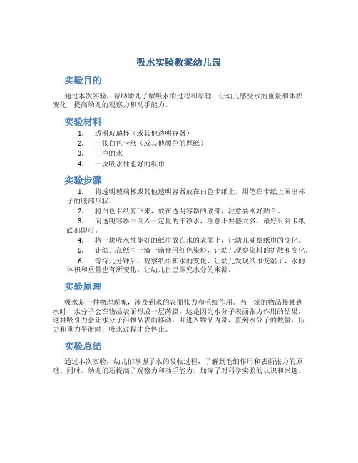 吸水实验教案幼儿园