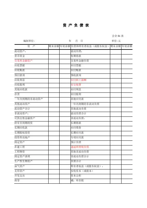 财务报表标准版完整版