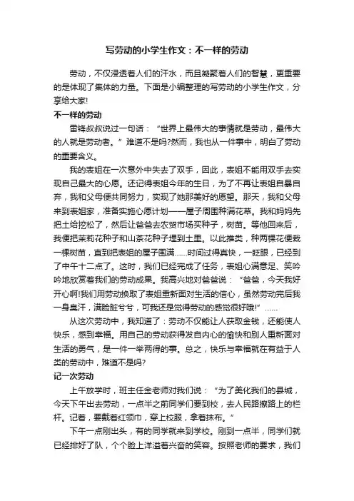 写劳动的小学生作文：不一样的劳动