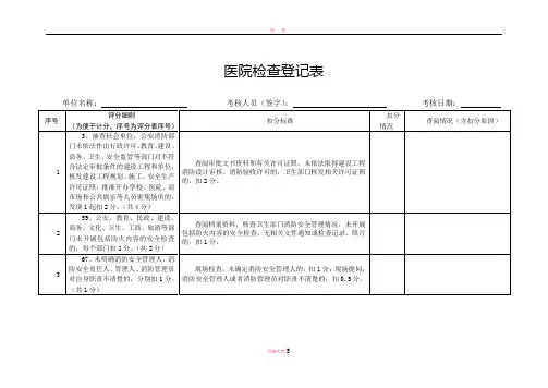 医院消防检查登记表