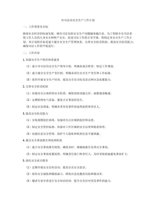 市司法局安全生产工作计划