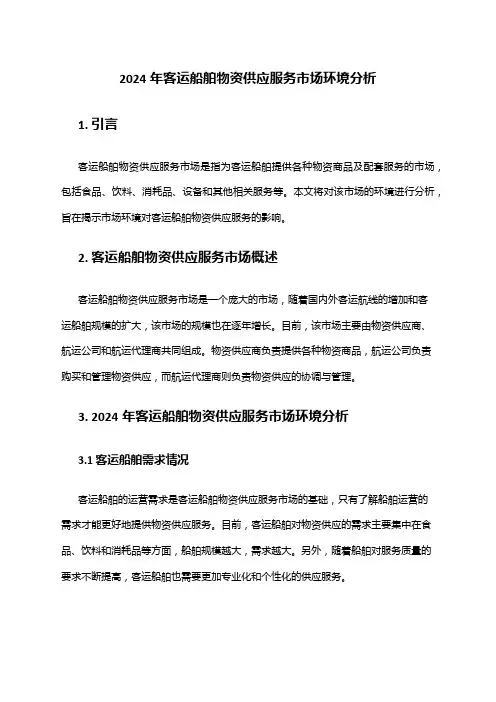 2024年客运船舶物资供应服务市场环境分析
