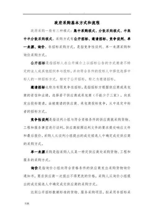 政府采购基本方式和流程图