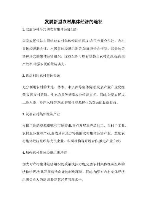 发展新型农村集体经济的途径