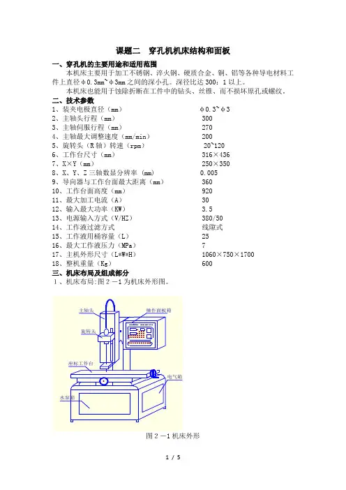 课题二-穿孔机机床结构和面板