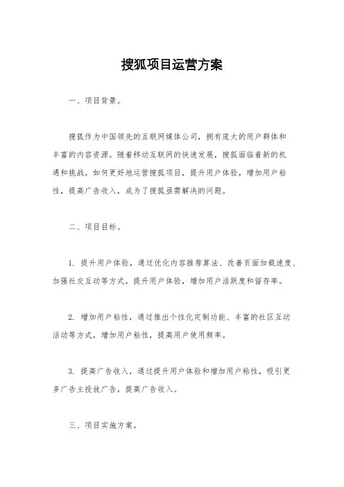 搜狐项目运营方案