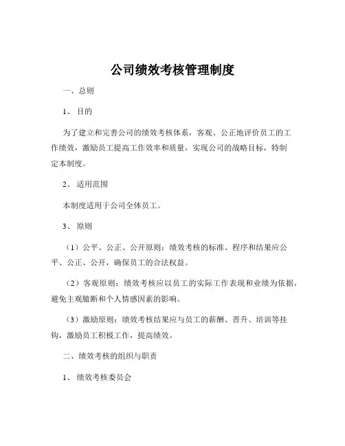 公司绩效考核管理制度