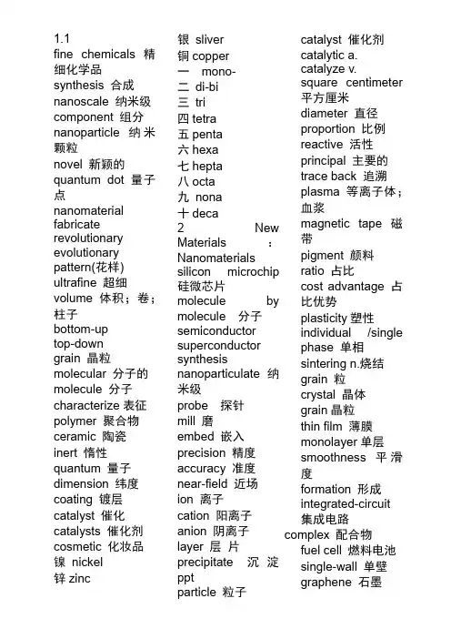 Nanomaterials Words  西安理工大学纳米材料单词