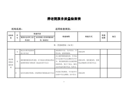 养老院服务质量检查表
