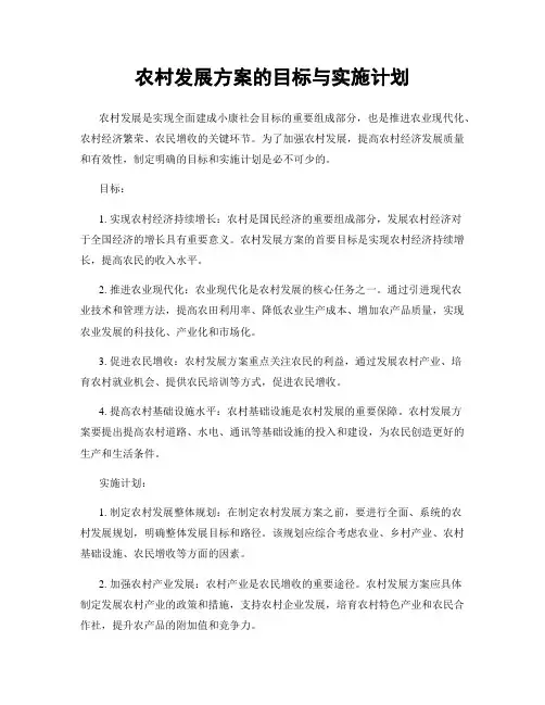农村发展方案的目标与实施计划