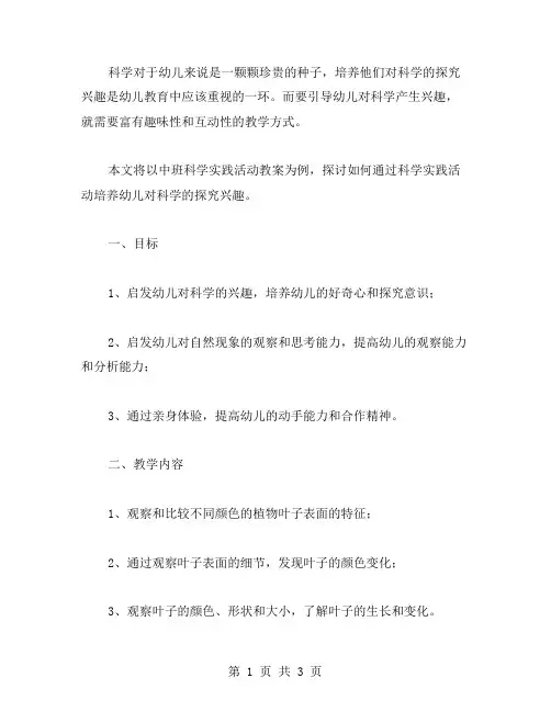 培养探究兴趣——中班科学活动教案实践