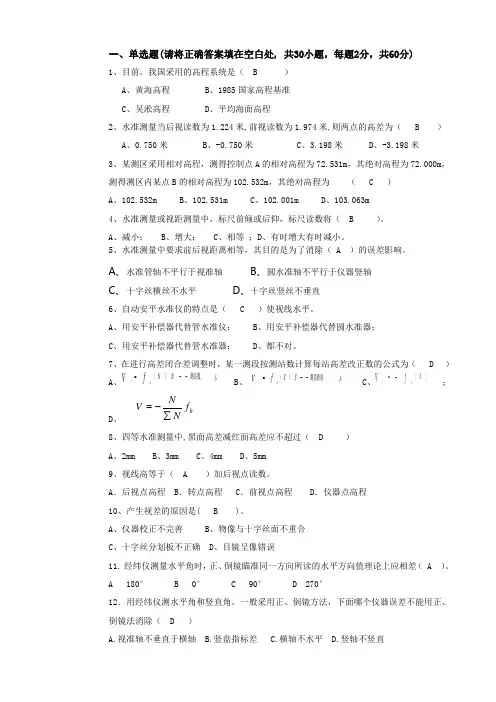 考试题水准测量.doc