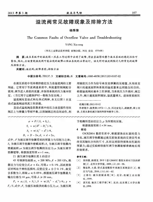 溢流阀常见故障现象及排除方法