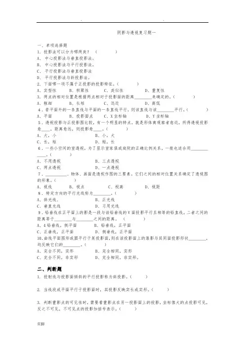 阴影与透视复习题