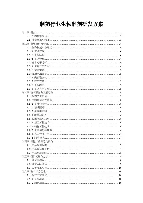制药行业生物制剂研发方案