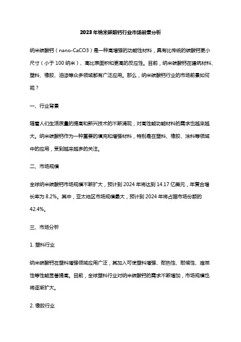2023年纳米碳酸钙行业市场前景分析