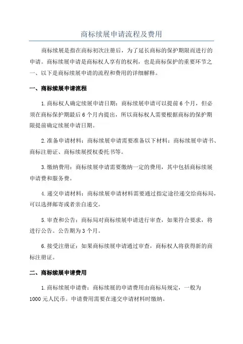 商标续展申请流程及费用