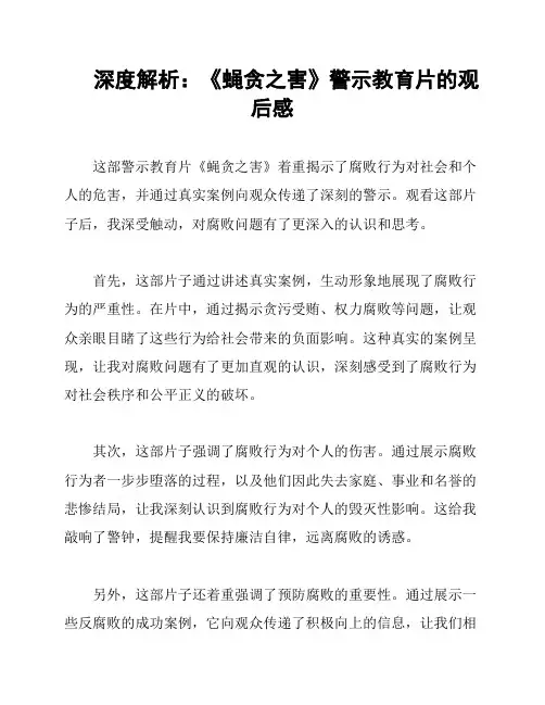 深度解析：《蝇贪之害》警示教育片的观后感