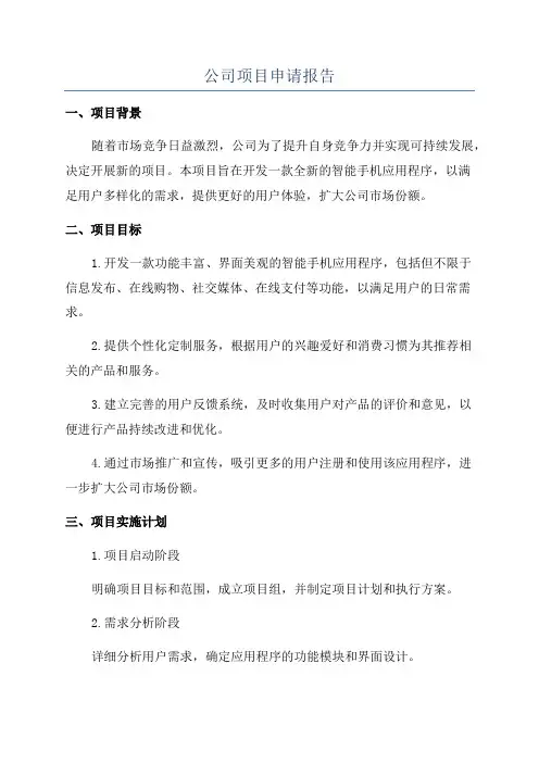 公司项目申请报告