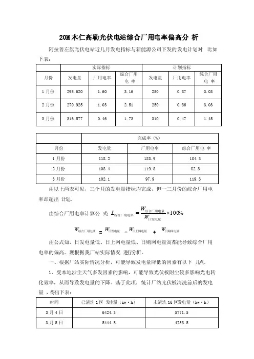 综合厂用电率偏高分析