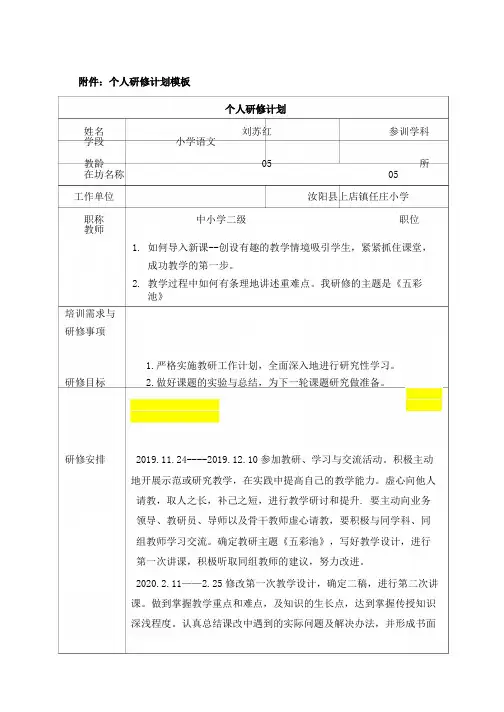 个人研修计划
