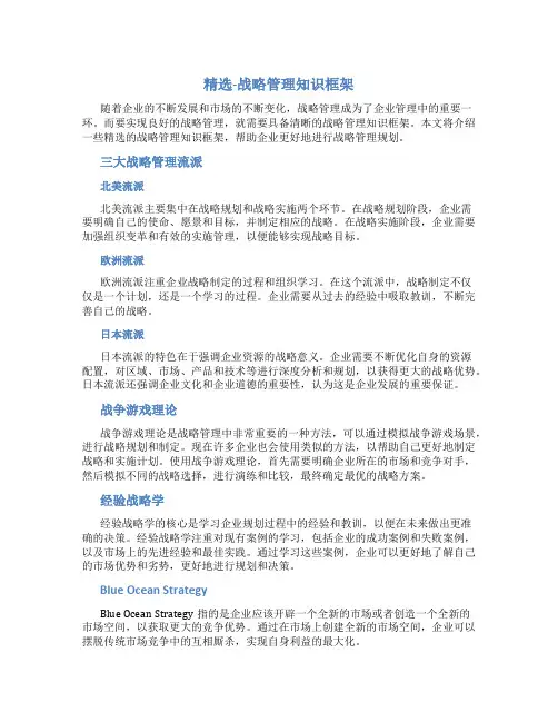 精选-战略管理知识框架