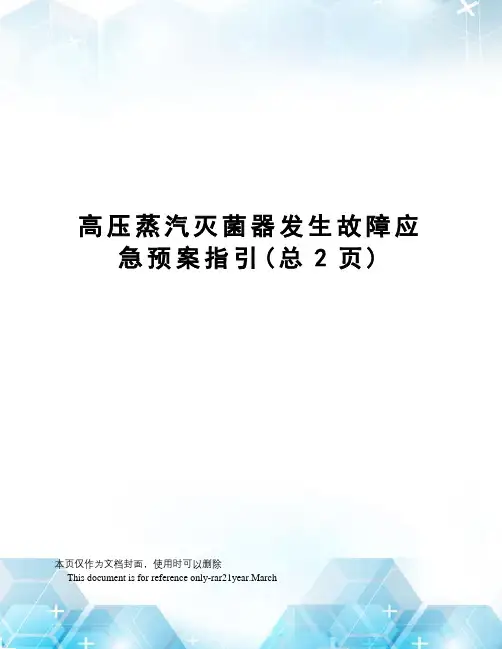高压蒸汽灭菌器发生故障应急预案指引