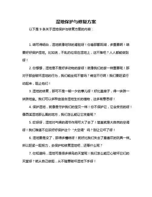 湿地保护与修复方案
