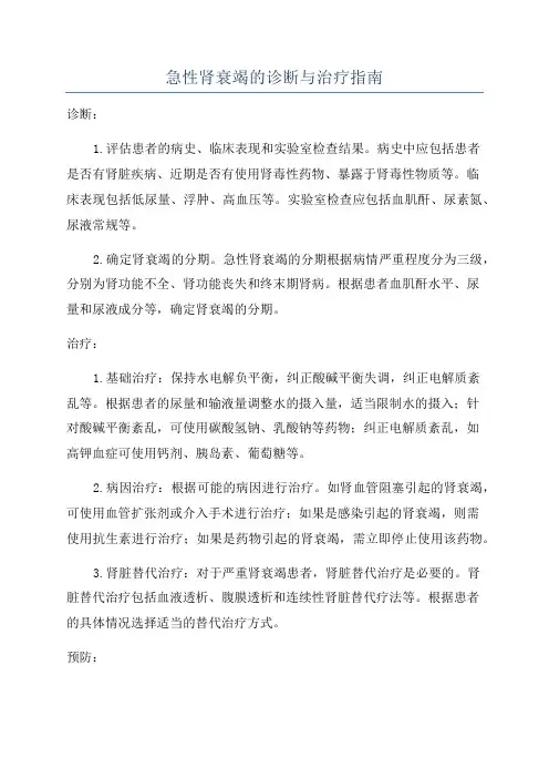急性肾衰竭的诊断与治疗指南