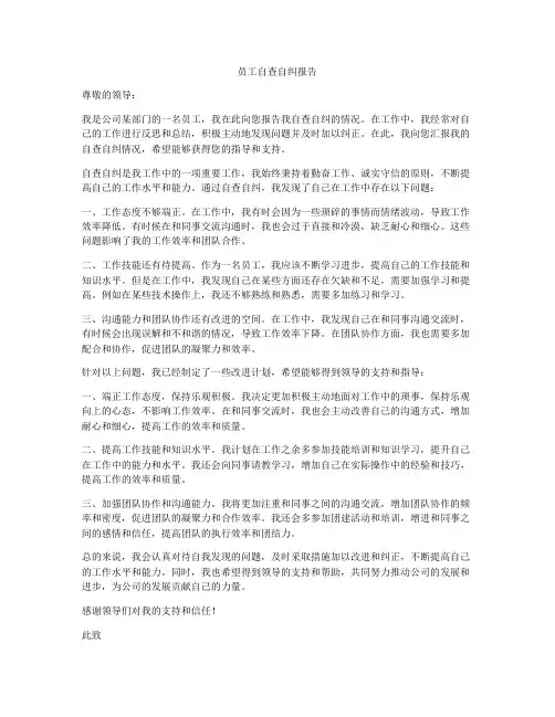 员工自查自纠报告