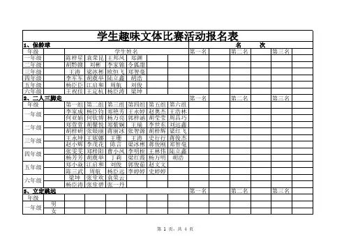 学生趣味文体比赛活动报名表