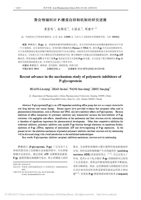 聚合物辅料对P_糖蛋白抑制机制的研究进展