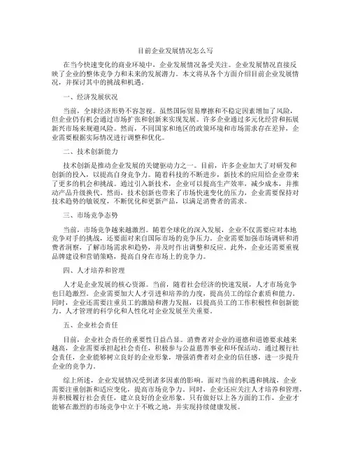 目前企业发展情况怎么写