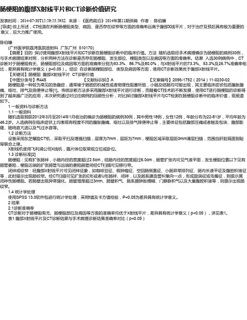 肠梗阻的腹部X射线平片和CT诊断价值研究