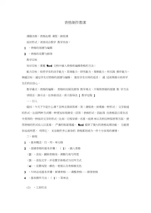 表格制作教案