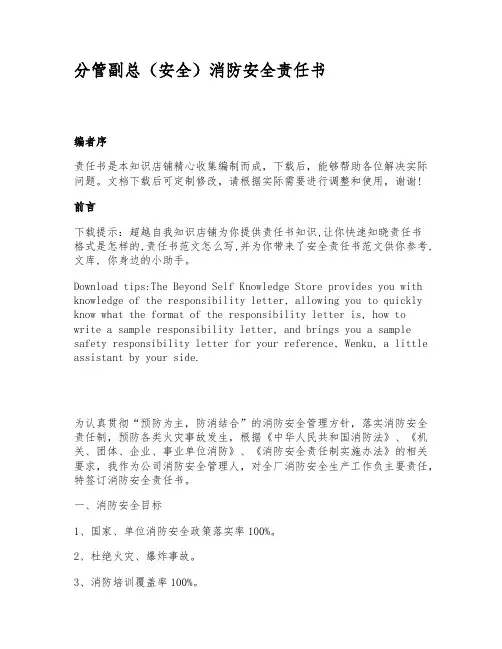 分管副总(安全)消防安全责任书