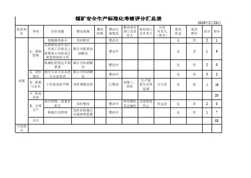 采煤安全生产标准化评分汇总表 (13)